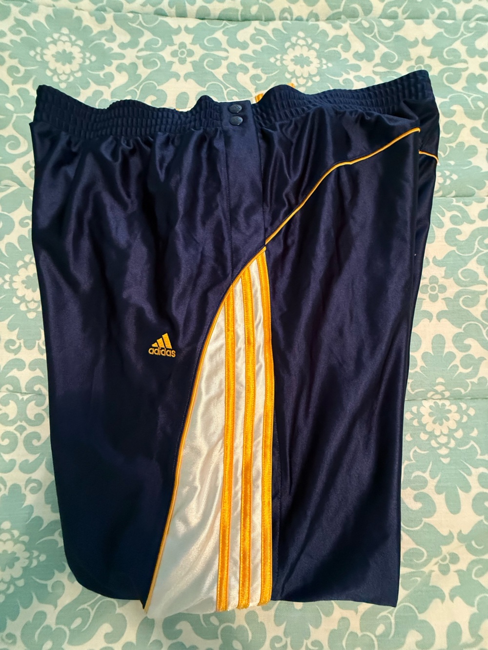 Adidas Men’s Navy & Gold tear away/ snap pants